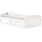 vidaXL Bedframe met 2 lades massief grenenhout wit 90x200 cm, 90 cm, Eenpersoons, Verzenden, Wit