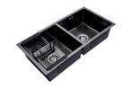 Dubbele spoelbak met droogrek | Wasbak | 87x44x20cm | Zwart, Huis en Inrichting, Keuken | Keukenelementen, Verzenden, Zwart, Nieuw