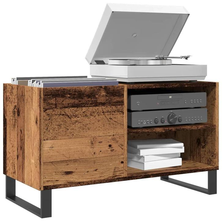 vidaXL Platenkast 84,5x38x48 cm bewerkt hout oud houtkleurig, Huis en Inrichting, Woonaccessoires | Cd- en Dvd-rekken, Nieuw, Verzenden