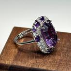 Zonder Minimumprijs - Ring Zilver 925 Amethist - Zirkoon, Nieuw