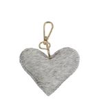 sleutelhanger koehuid hart grijs small 9cm goud, Nieuw, Verzenden