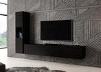 Wandmeubel zwart mat Set van 2 TV-Meubel industrieel, Nieuw, 150 tot 200 cm, 25 tot 50 cm, Verzenden