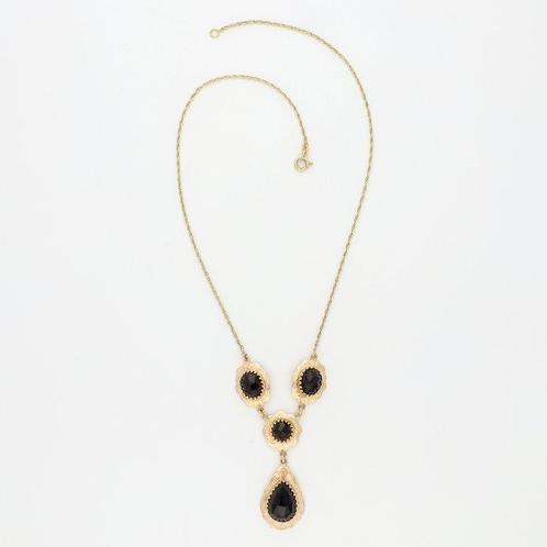 Ketting - 14 karaat Geel goud - Granaat, Sieraden, Tassen en Uiterlijk, Antieke sieraden