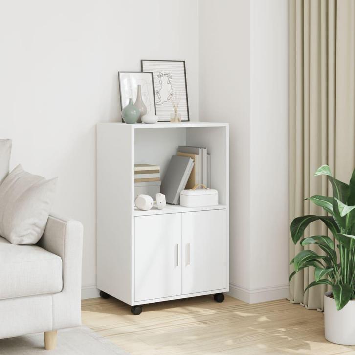 vidaXL Rolkast 55x40x91 cm bewerkt hout wit, Huis en Inrichting, Kasten | Buffetkasten, 25 tot 50 cm, Nieuw, Overige houtsoorten
