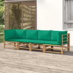 vidaXL 4-delige Loungeset met kussens bamboe groen, Verzenden, Nieuw, Hout, Loungeset