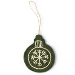 Hanger Vilt - Kerstbal Geborduurd Motief - Holly Berry - 8cm, Diversen, Ophalen of Verzenden, Nieuw