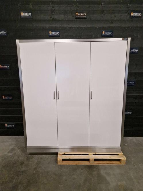 Buffetkast | 3-deurs | RVS met trespa | wit | 200 cm, Zakelijke goederen, Horeca | Keukenapparatuur, Gebruikt, RVS Meubilair