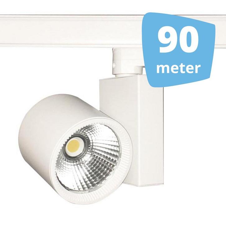 90x 30W LED Track Spot Spirit Wit 3500K Warmwit + 90m rails, Zakelijke goederen, Kantoor en Winkelinrichting | Winkel en Inventaris
