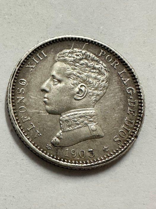 Spanje. Alfonso XIII. 1 peseta 1903 (Zonder Minimumprijs), Postzegels en Munten, Munten | Europa | Niet-Euromunten