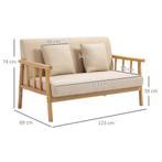 2-zitsbank Sofa Couch 2 Lendenkussens Gestoffeerd Houten Fra, Huis en Inrichting, Verzenden, Nieuw