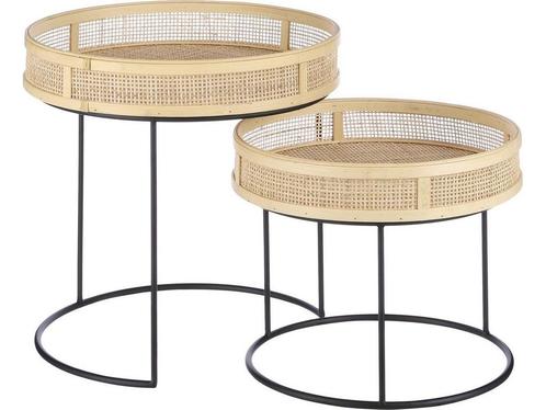Mica Decorations Leandro Bijzettafel - Set van 2 - H45 x Ø45, Huis en Inrichting, Tafels | Bijzettafels, Nieuw, Verzenden