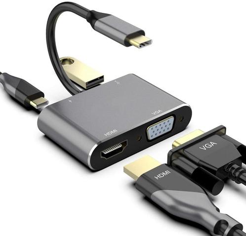 DrPhone CHX2 - 4 in 1 Adapter USB-C naar HDMI & VGA - 4k 384, Computers en Software, Overige Computers en Software, Verzenden