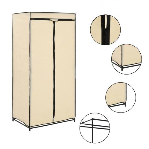 vidaXL Kledingkast 75x50x160 cm crème, Huis en Inrichting, Kasten | Kledingkasten, Nieuw, Verzenden