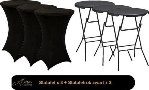 3x Zwarte Statafel + 3x Zwarte Statafelrok – Diameter 80 CM, Huis en Inrichting, Keuken | Keukenbenodigdheden, Nieuw