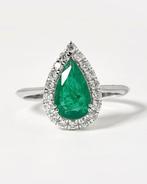 Statement ring - 14 karaat Witgoud - 1.45ct. tw. Smaragd -