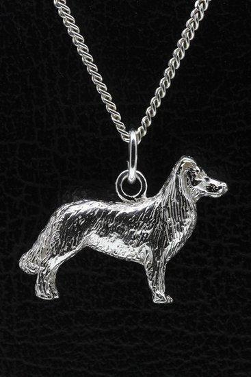 Zilveren Border collie ketting hanger - groot, Sieraden, Tassen en Uiterlijk, Kettinghangers, Verzenden