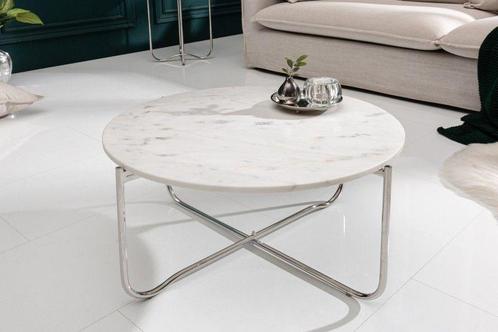 Ronde salontafel NOBLE 65cm wit marmer afneembaar tafelblad, Huis en Inrichting, Tafels | Salontafels, Ophalen of Verzenden