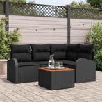 vidaXL Tuin Sofa Set 5 pcs Zwart Poly riet, Tuin en Terras, Verzenden, Nieuw, Rotan