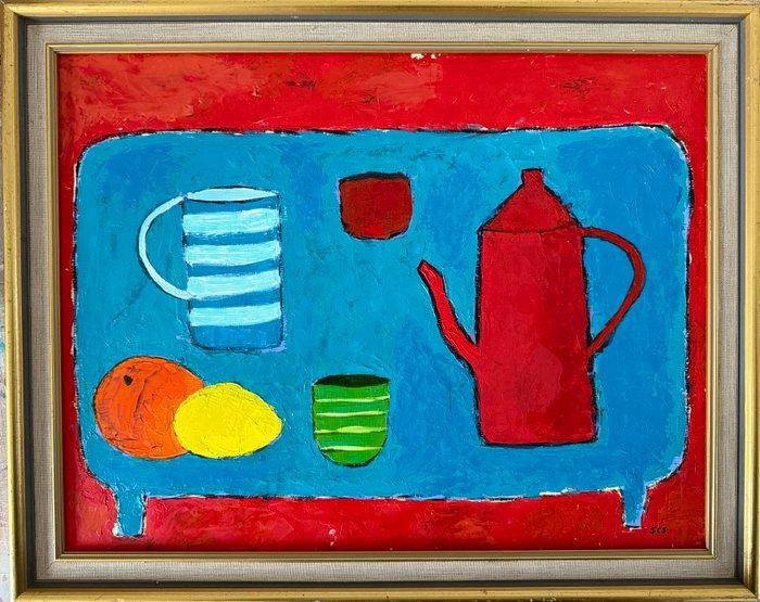 Stephen C Shovlar (b.1959) - The Red Coffee Pot. No reserve!, Antiek en Kunst, Kunst | Schilderijen | Klassiek