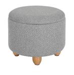 Opbergpoef met Deksel en Houten Poten – Gestoffeerd, Verzenden, Nieuw