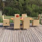 vidaXL 7-delige Tuinset poly rattan beige, 6 zitplaatsen, Nieuw, Tuinset, Verzenden