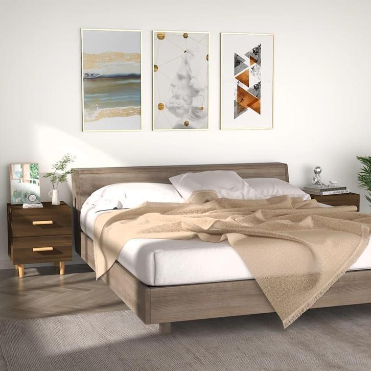 vidaXL Nachtkastjes 2 st 40x35x47,5 cm bruin eikenkleur, Huis en Inrichting, Slaapkamer | Nachtkastjes, Nieuw, Minder dan 45 cm