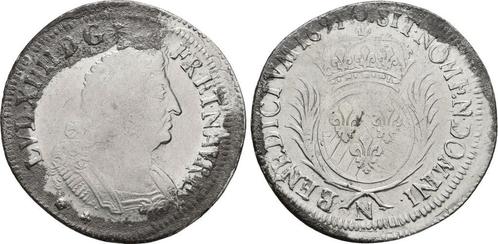 1/2 Ecu Montpellier 1694 N Frankreich: Ludwig Xiv, 1643-1..., Postzegels en Munten, Munten | Europa | Niet-Euromunten, Verzenden
