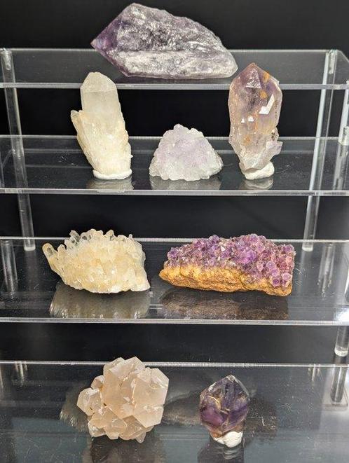850 g - Fijn kwarts & Amethist collectie – 8 specimens incl., Verzamelen, Mineralen en Fossielen
