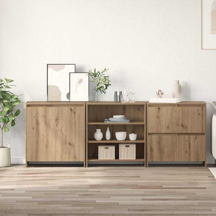 vidaXL Dressoirs 3 pcs artisanaal eikenkleurig 70 x 41 x 75, Huis en Inrichting, Kasten | Dressoirs, Nieuw, 50 tot 100 cm, Overige houtsoorten