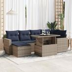 vidaXL 7-delige Loungeset met kussens poly rattan acacia, Verzenden, Nieuw, Rotan, Loungeset