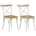 vidaXL Kruisstoelen 2 st massief mangohout wit, Huis en Inrichting, Stoelen, Verzenden, Nieuw, Wit