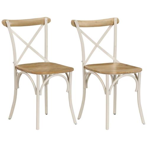 vidaXL Kruisstoelen 2 st massief mangohout wit, Huis en Inrichting, Stoelen, Wit, Nieuw, Verzenden