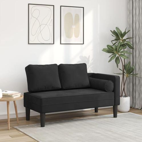 vidaXL Chaise longue met kussens fluweel zwart, Huis en Inrichting, Banken | Sofa's en Chaises Longues, Nieuw, Verzenden