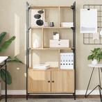 vidaXL Boekenkast met deuren 76,5x30x154,5 cm hout sonoma, Verzenden, Nieuw, 50 tot 100 cm, 150 tot 200 cm