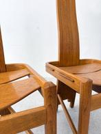 Stoel (4) - Hout - Zeldzame brutalistische statementstoelen,