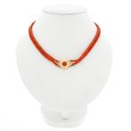 Bloedkoraal kralen choker met gouden slot; Antiek | 35,5 cm, Gebruikt, Overige kleuren, Ophalen of Verzenden, Met edelsteen