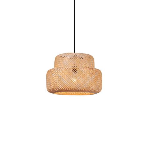Japandi hanglamp zwart met bamboe- Kea, Huis en Inrichting, Lampen | Hanglampen, Nieuw, Overige materialen, 75 cm of meer