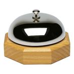 Receptiebel | Verchroomd | Houten Voet | Ø90x60(h)mm, Verzenden, Nieuw in verpakking