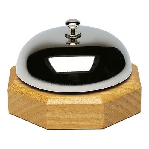 Receptiebel | Verchroomd | Houten Voet | Ø90x60(h)mm, Zakelijke goederen, Horeca | Keukenapparatuur, Nieuw in verpakking, Verzenden