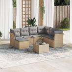 vidaXL 8-delige Loungeset met kussens poly rattan beige, Tuin en Terras, Tuinsets en Loungesets, Verzenden, Nieuw, Rotan, Loungeset