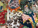 Zeldzame en verfijnde katoenen stof met Kimono-thema