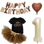 3-delig luxe 1e verjaardag setje One lila, goud en ivoor, Jurkje of Rokje, Nieuw, Sweet-one, Verzenden