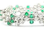 Exclusieve witgouden armband met smaragd en diamant; 7,40..., Gebruikt, Overige kleuren, Ophalen of Verzenden, Met edelsteen
