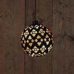 Glass Ball Baroque Black/Gold 15Cm/12 Led Warm White /, Verzenden, Nieuw