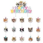 16-delige set Happy Birthday Cats taart en cupcake toppers, Nieuw, Versiering, Taarten of Cupcakes, Verzenden
