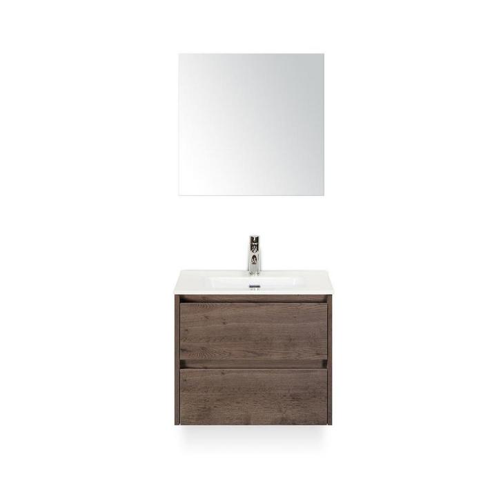 Dante Badmeubelset 60 cm - Tabacco - Keramische Wastafel Wit, Huis en Inrichting, Badkamer | Badkamermeubels, Ophalen of Verzenden