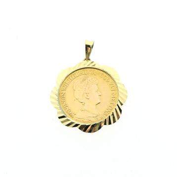 Gouden hanger van 10 gulden munt Koningin Wilhelmina 1913 beschikbaar voor biedingen