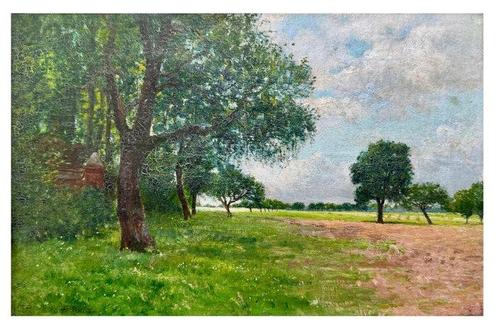 Jean Desbrosses (1835-1906) - A pastoral landscape, Antiek en Kunst, Kunst | Schilderijen | Klassiek