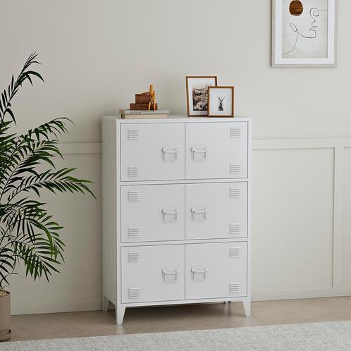 [en.casa] Bureaukast Hamina 113x80x40 cm staal wit, Huis en Inrichting, Kasten | Roldeurkasten en Archiefkasten, Nieuw, Verzenden