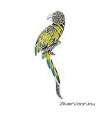 Zilveren papegaai vogel broche, Sieraden, Tassen en Uiterlijk, Broches, Verzenden, Nieuw, Zilver